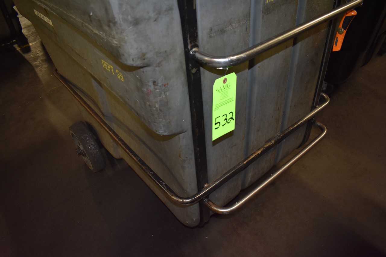 Lot of (3) Plastic Garbage Dump Carts - WASTE BINS