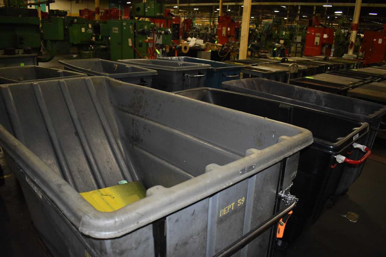 Lot of (3) Plastic Garbage Dump Carts - WASTE BINS