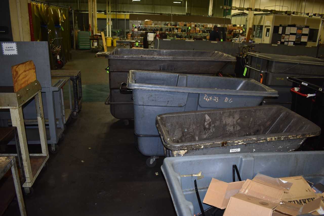 Lot of (4) Plastic Garbage Dump Carts - WASTE BINS