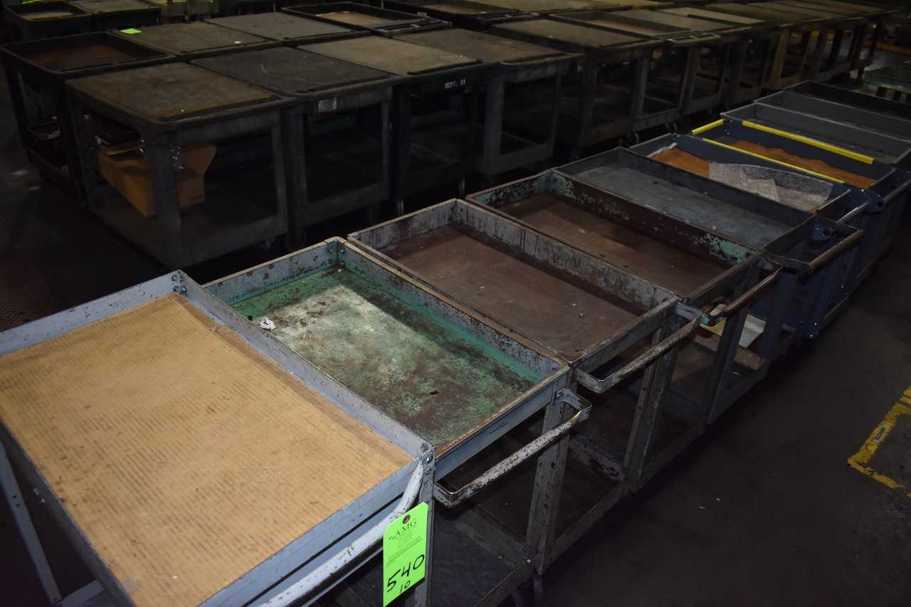 Lot of (10) Metal rolling shop Carts - ROLLING CARTS