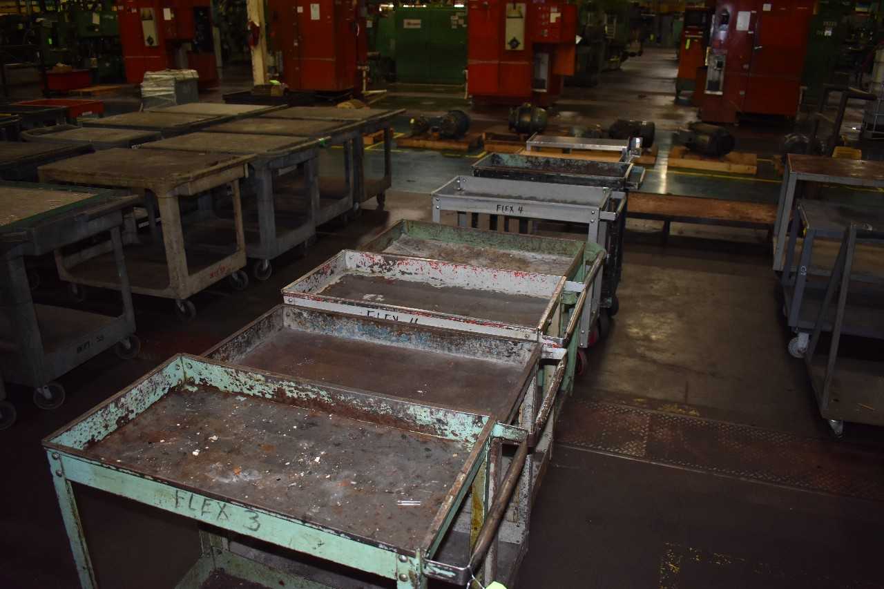 Lot of (8) Metal rolling shop Carts - ROLLING CARTS