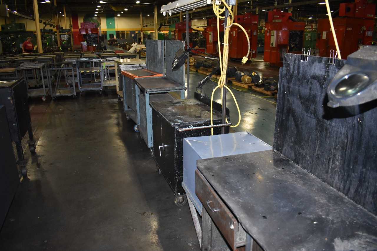 Lot of (8) Metal rolling shop Carts - ROLLING CARTS