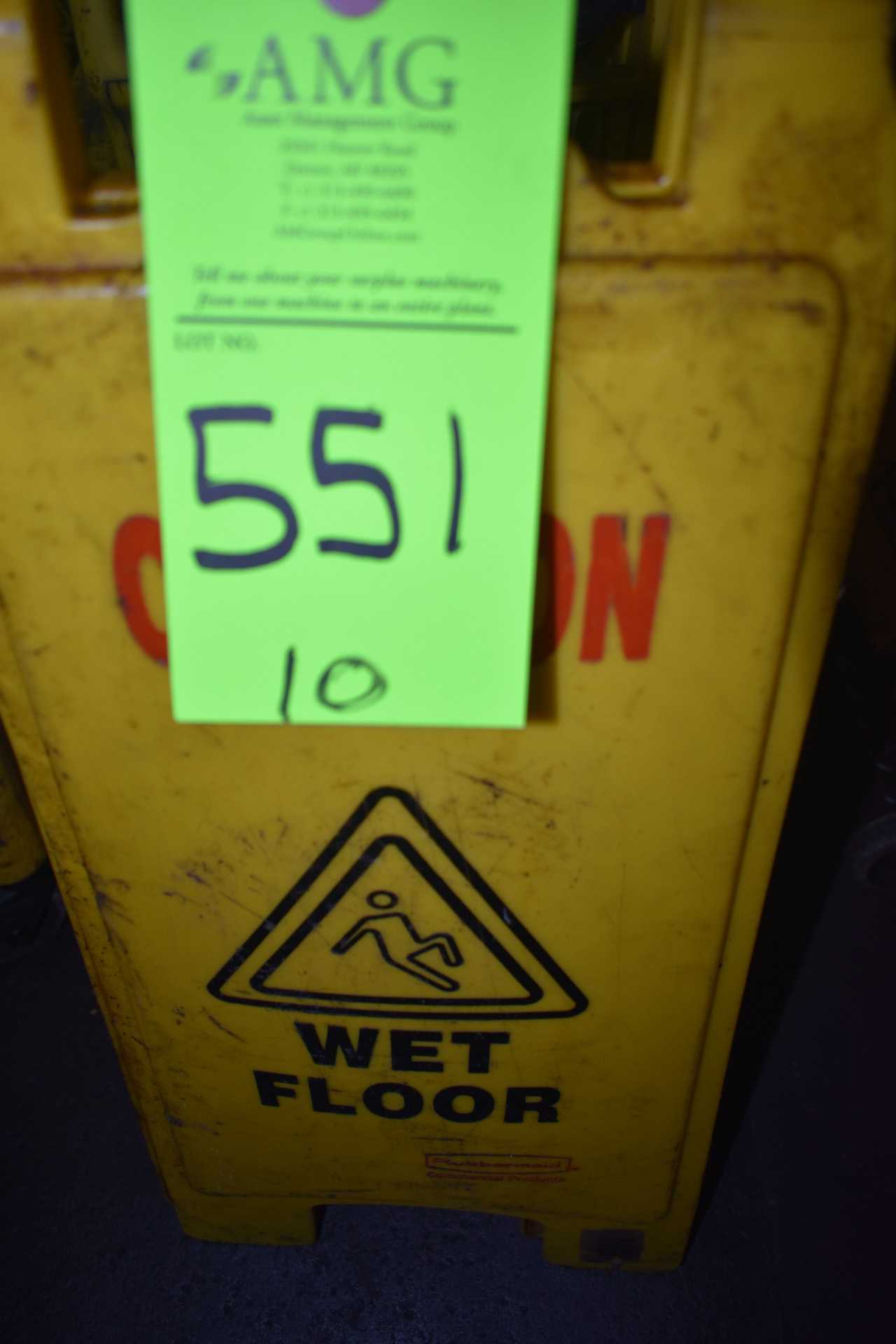 Lot of (10) Rubbermaid mop buckets & Caution sign - PLANT & FACILITY