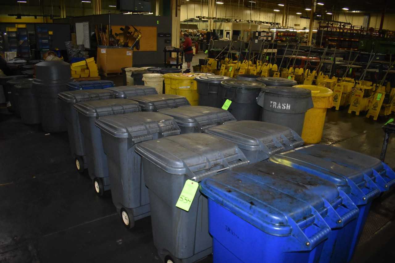 Lot of (11) Plastic Garbage  cans - WASTE BINS
