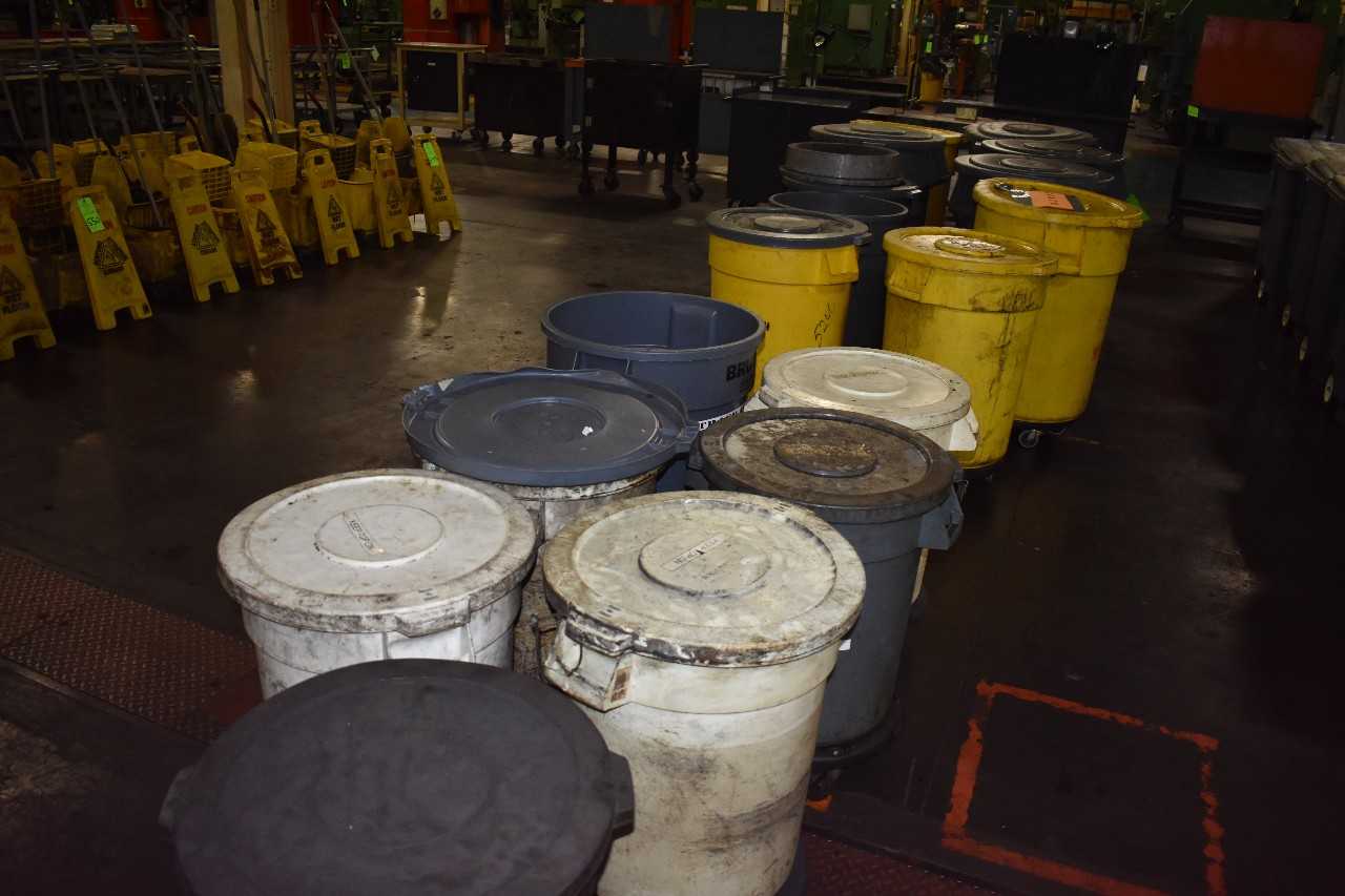 Lot of (17) Plastic Garbage  cans - WASTE BINS