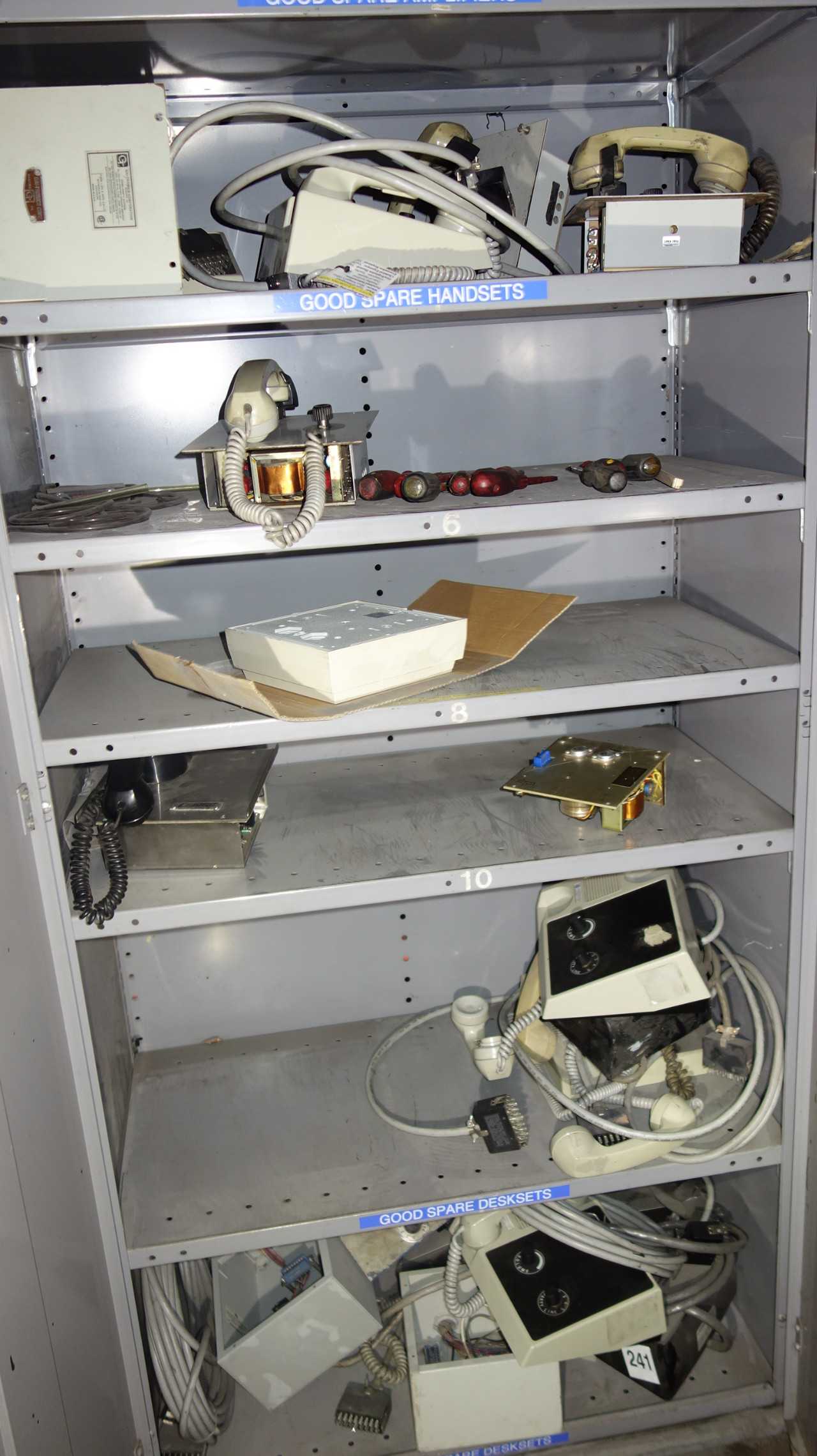 LOT OF 2 CABINETS WITH CONTENTS, ASSORTED HANDSETS - INDUSTRIAL PARTS