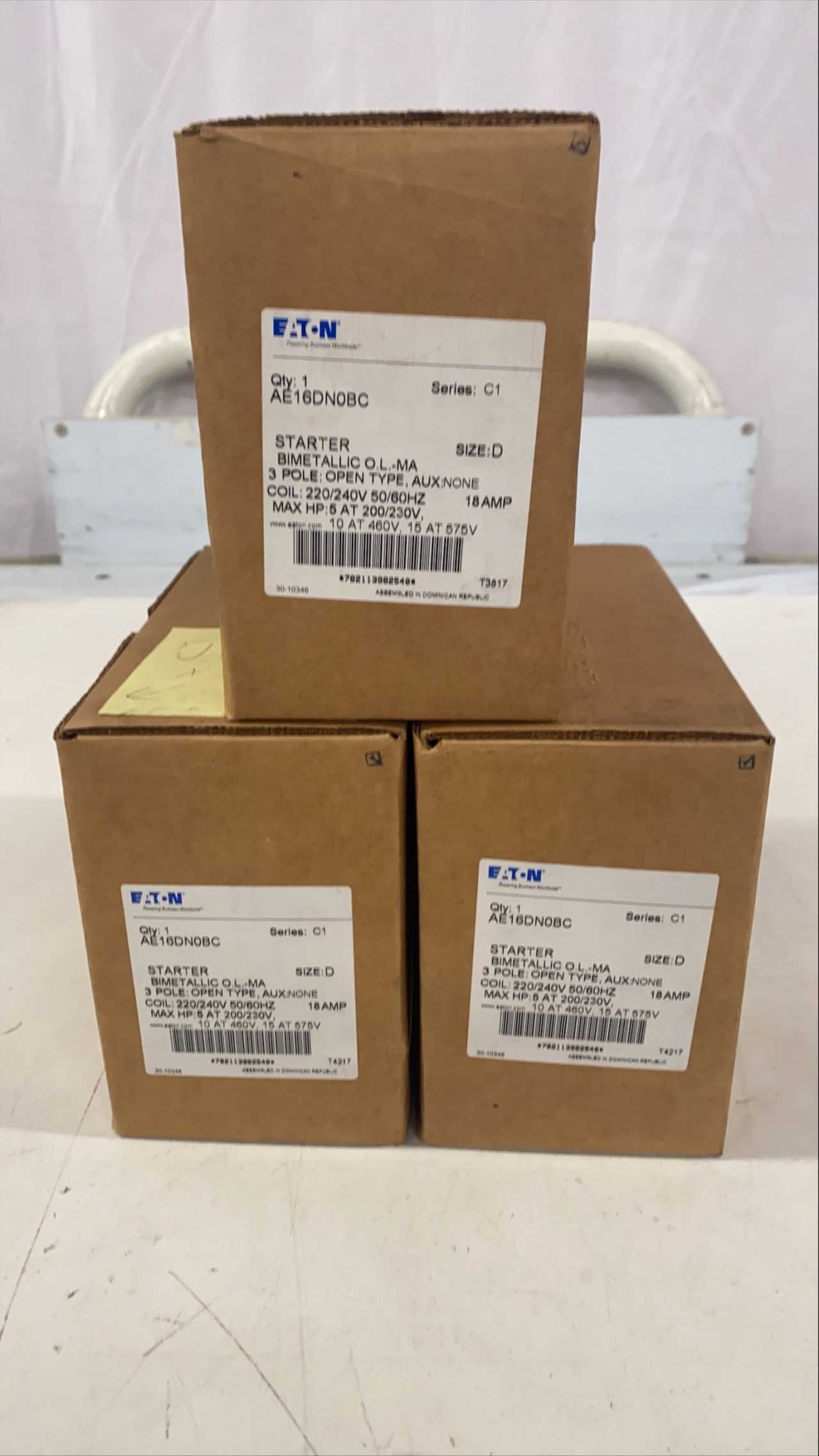 3 Quantity-Eaton 3P 18A 220/240VAC Starters-AE16DN0BC - MOTOR STARTERS