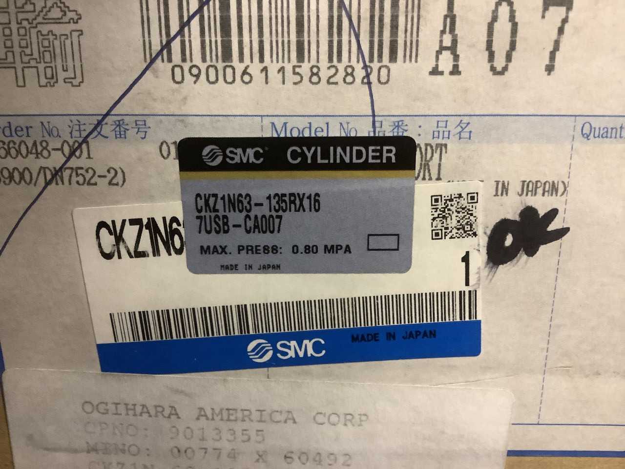 SMC CKZ1N63-135RX167USB-CA007 Pneumatic Slim Line Clamp Cylinder - INDUSTRIAL PARTS