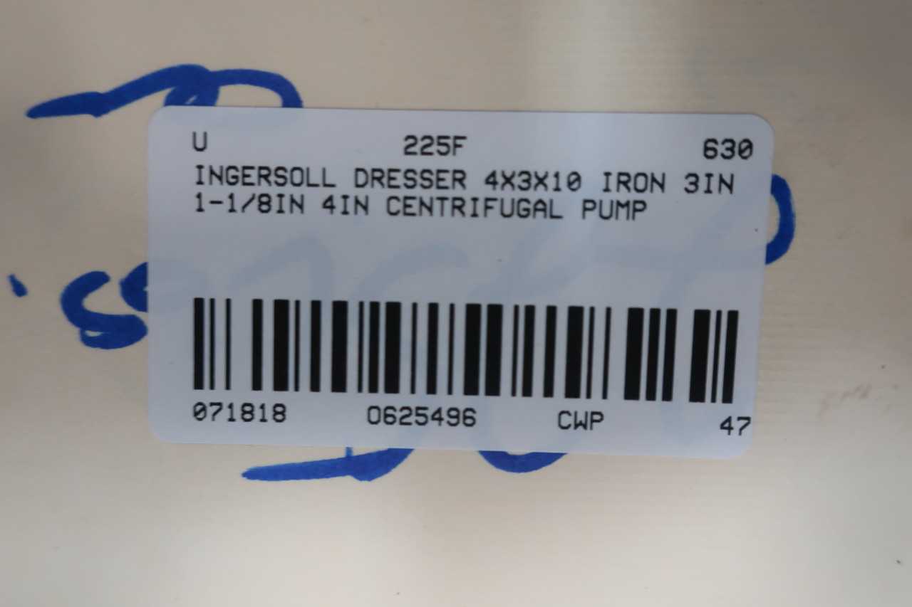 INGERSOLL DRESSER 4X3X10 IRON CENTRIFUGAL PUMP - CENTRIFUGAL PUMP