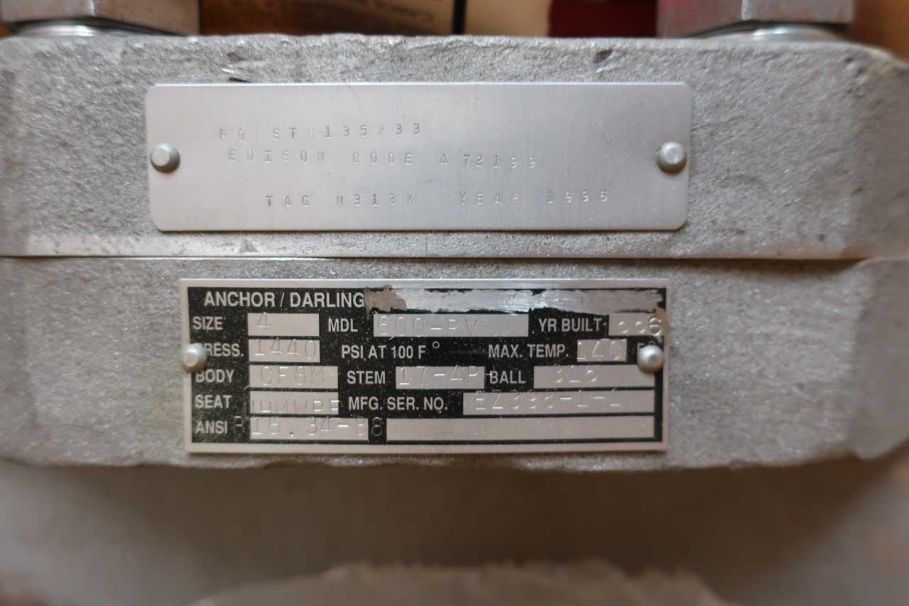 ANCHOR DARLING 4IN STAINLESS BUTT WELD BALL VALVE - BALL VALVE