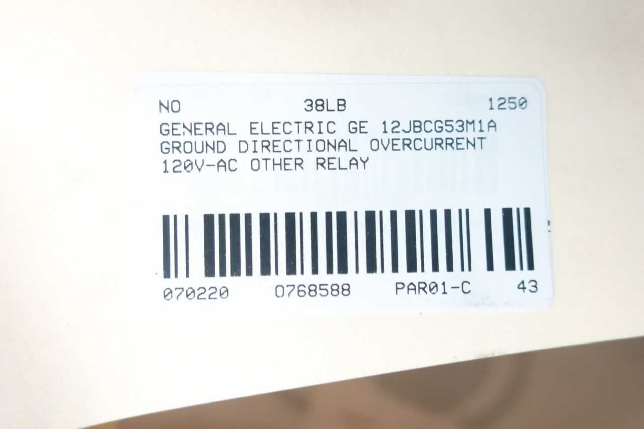 GE 12JBCG53M1A GROUND DIRECTIONAL OVERCURRENT RELAY - AUTOMATION & CONTROLS