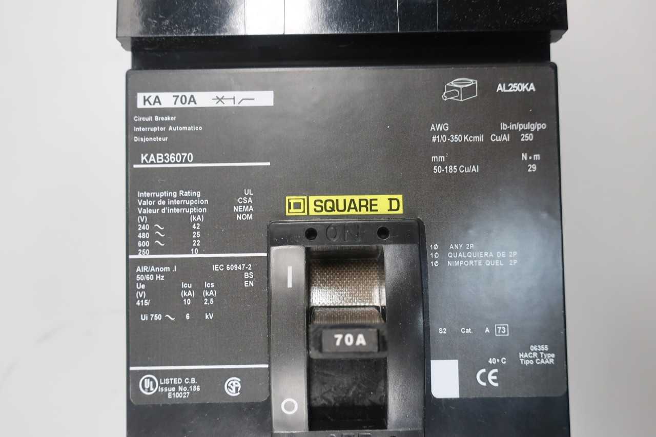 SQUARE D KAB36070 I-LINE 3P 70A AMP 600V-AC MOLDED CASE CIRCUIT BREAKER - CIRCUIT BREAKERS