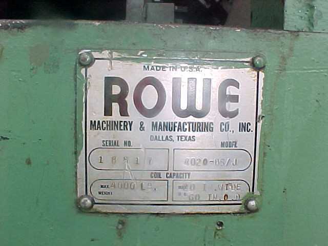 20" ROWE Uncoiler - MACHINE TOOLING