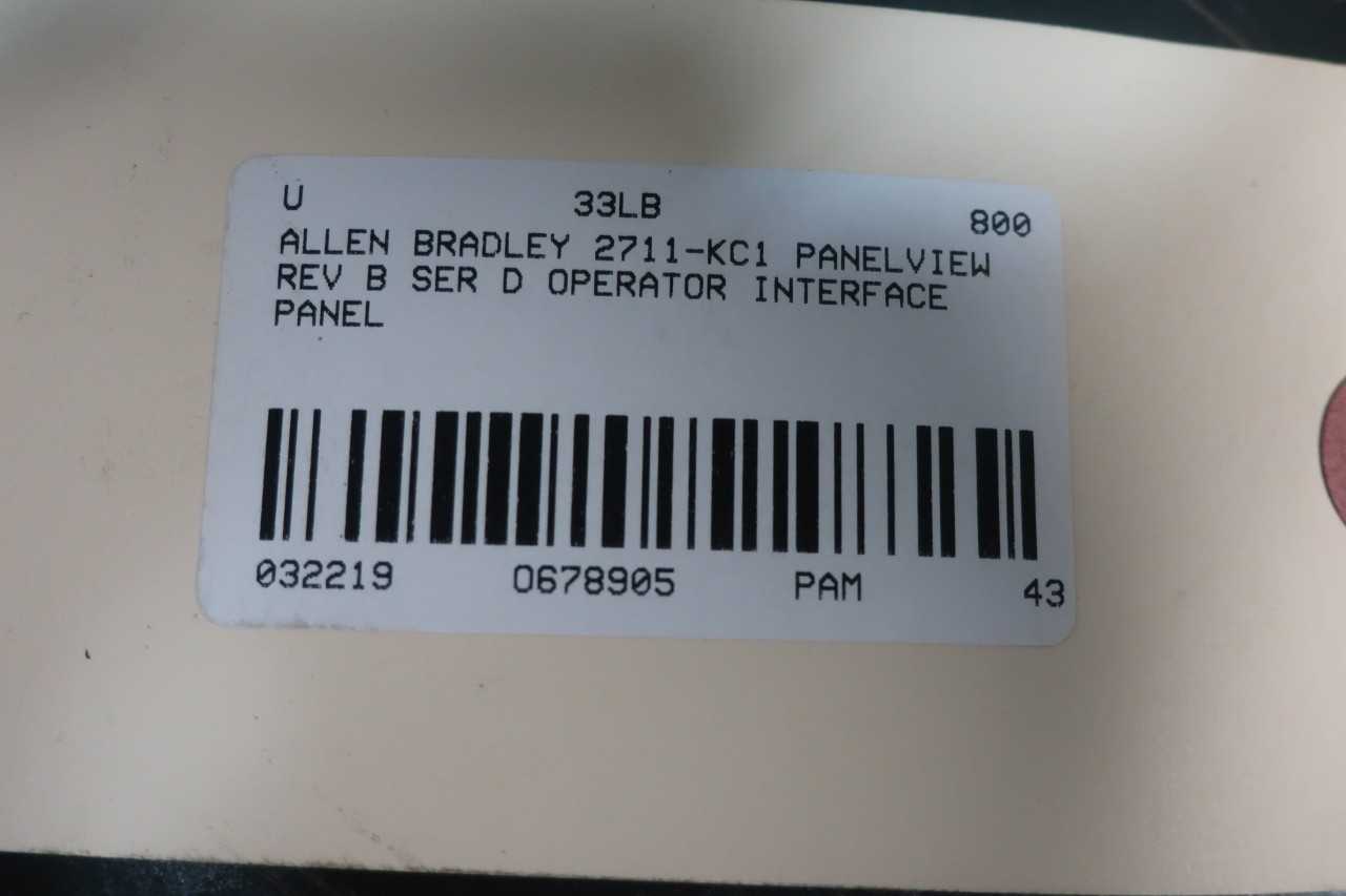 ALLEN BRADLEY 2711-KC1 PANELVIEW REV B SER D OPERATOR INTERFACE PANEL - AUTOMATION & CONTROLS
