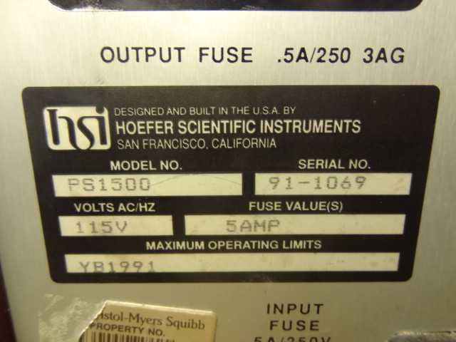 Hoefer Scientific PS1500 DC Power Supply 115V, 5Amp YB1991 - MISCELLANEOUS