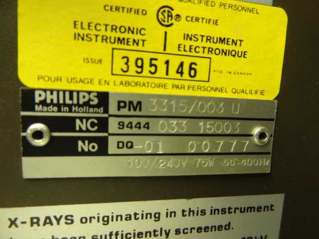 Philips PM-3315 Oscilloscope PM-3315/003 U - MISCELLANEOUS