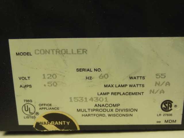 Anacomp Multiprodux Division Micro Design 1.2 Controller - MISCELLANEOUS