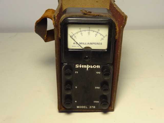 Simpson 378 AC Milliampeters Ampere Meter in Original Leather Case - MISCELLANEOUS