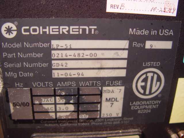 Coherent LaserPure 5 LP5i Laser Heat Exchanger Water Chiller P/N 0214-482-00 - MISCELLANEOUS