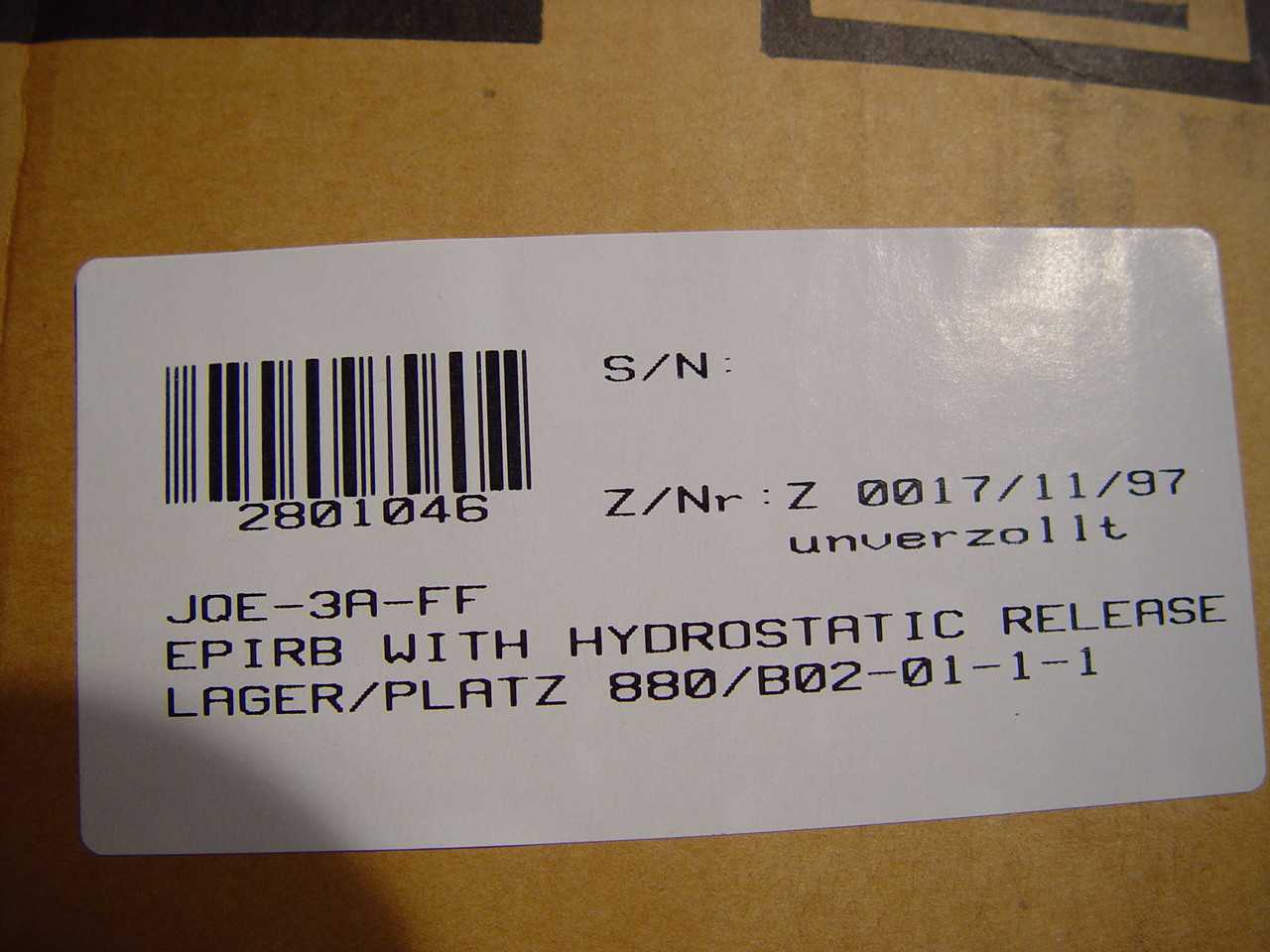 JRC JQE-3A 406 Mhz Satellite EPIRB W/ Hydrostatic Release Model MPXL00850 - MISCELLANEOUS