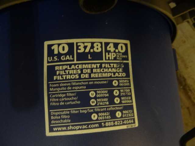 Shop-Vac 334640 10-Gallon Wet & Dry Shop Vacuum 4-Peak HP  - MISCELLANEOUS