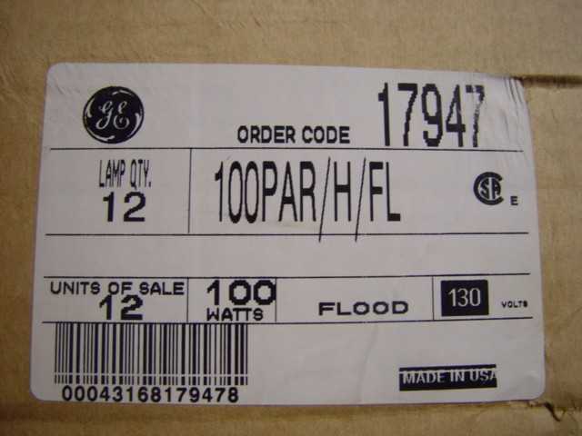 Lot of (12) GE 17947 - 100PAR/H/FL - 100 Watt Narrow Flood Halogen Lamp PAR38 - MISCELLANEOUS