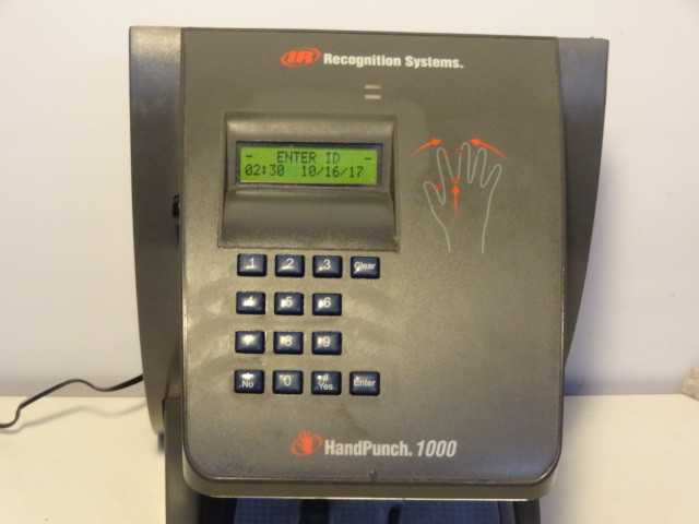 Recognoitions Systems HandPunch 1000 Biometric Hand Finger Print Time Clock - MISCELLANEOUS