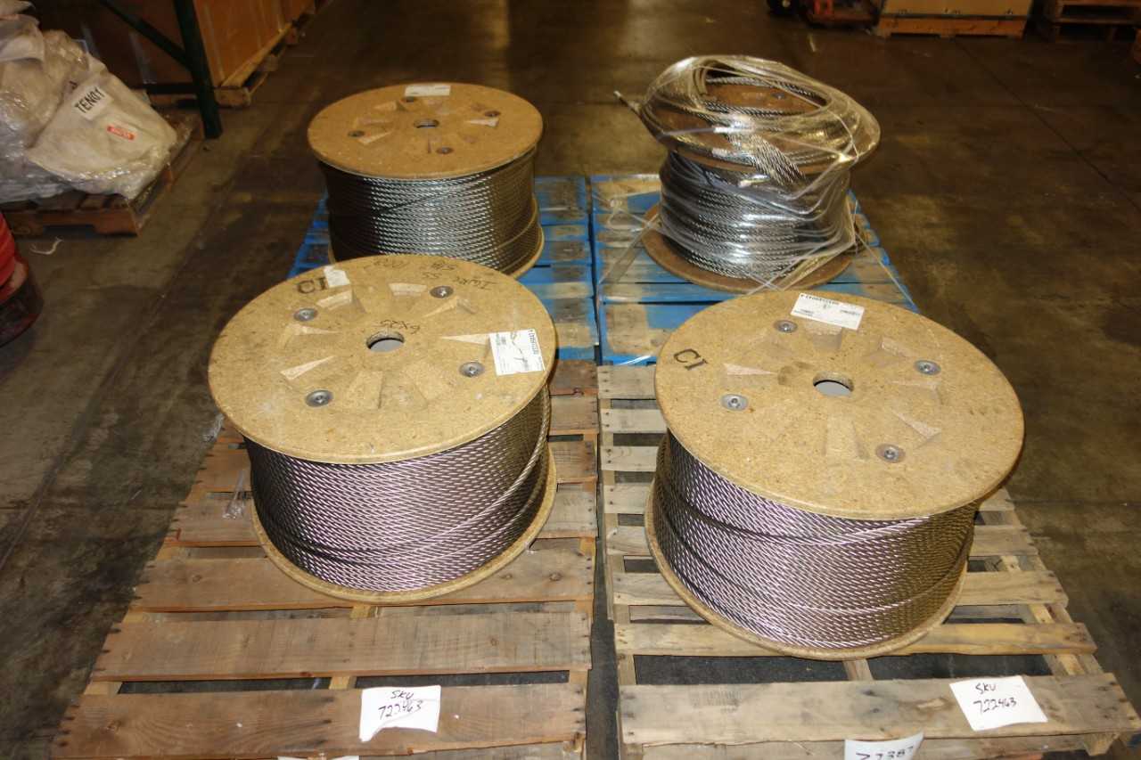 LOT OF 4 ASSORTED STAINLESS BRAIDED CABLE SPOOLS - ELECTRIC POWER TOOLS