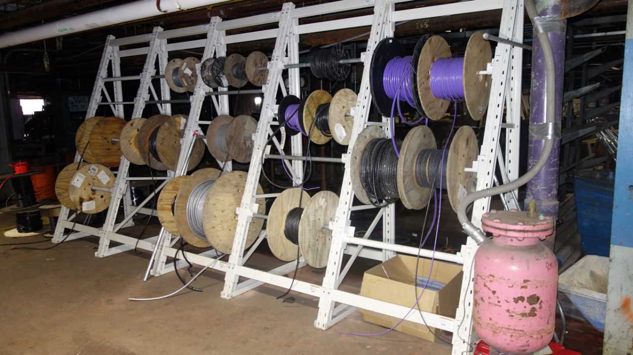LOT OF 2 A-FRAME RACKS WITH WIRE SPOOLS - MISCELLANEOUS