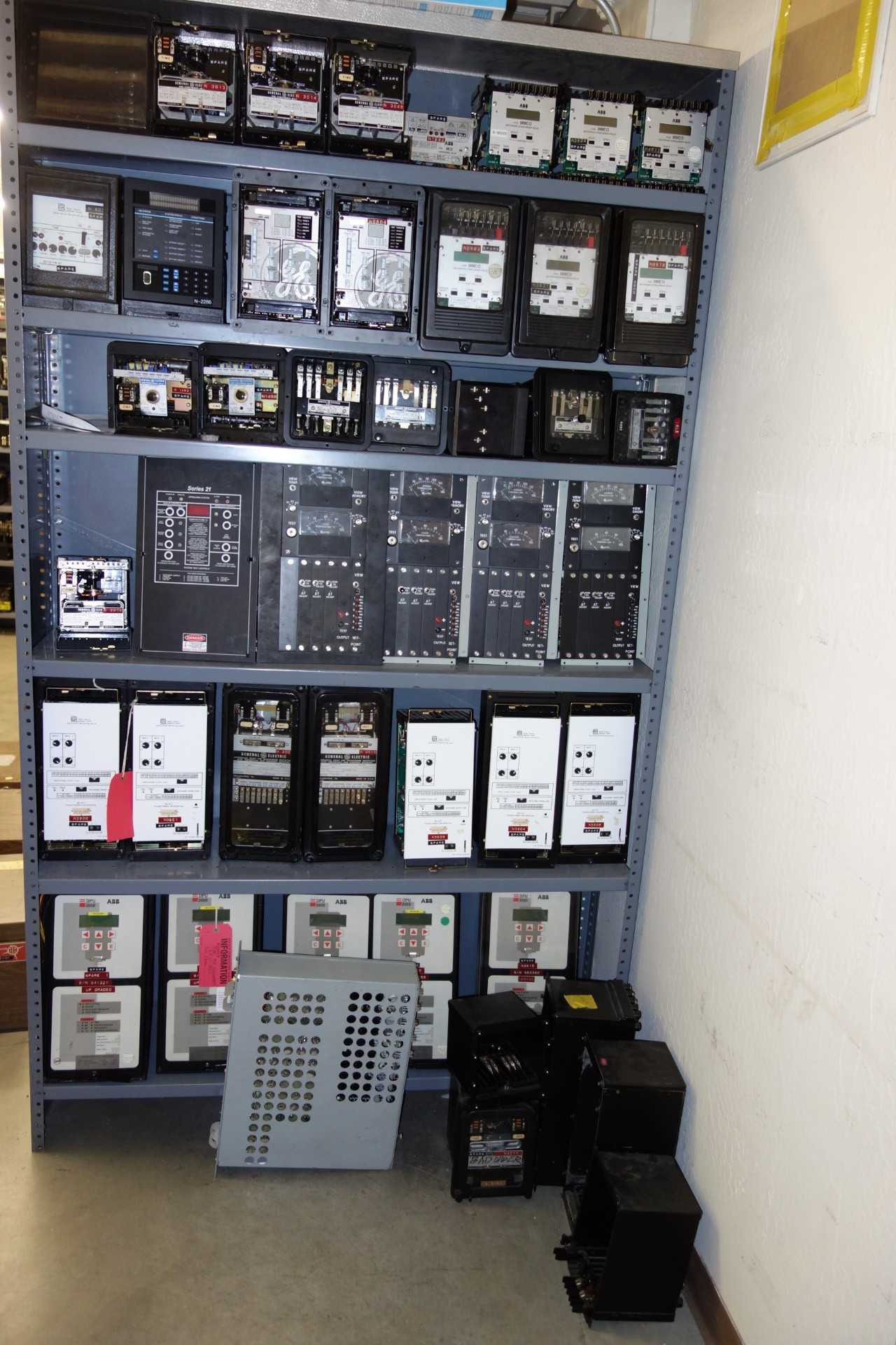 Lot of 3 Contents of Shelves - GE, ABB, Basler Relays and Relay Accessories - ELECTRICAL COMPONENTS