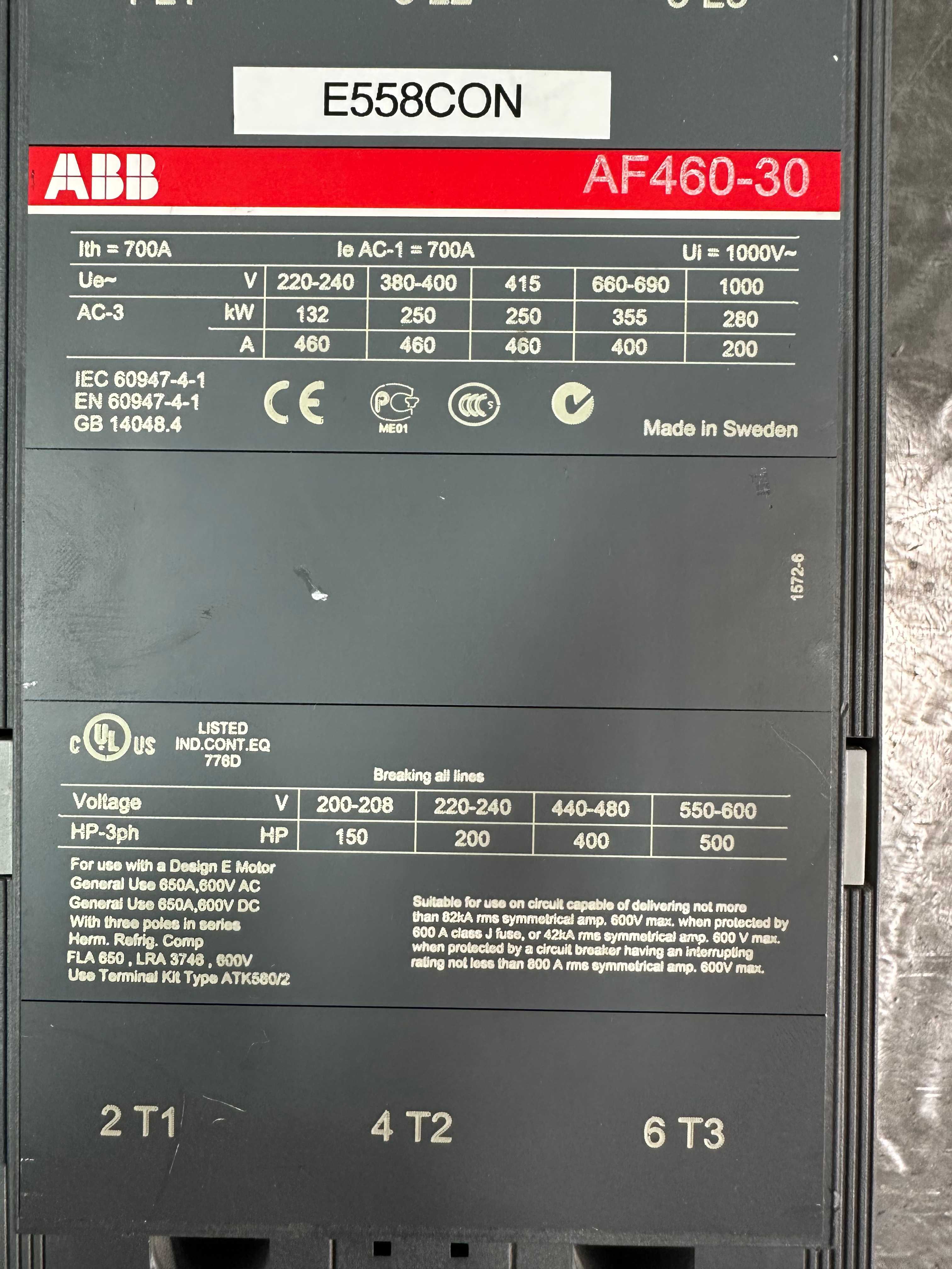 BULK LOT OF ABB AF460-30 3 POLE CONTACTOR QTY 4 700 AMP 600 VOLT 400 HP - CONTACTORS
