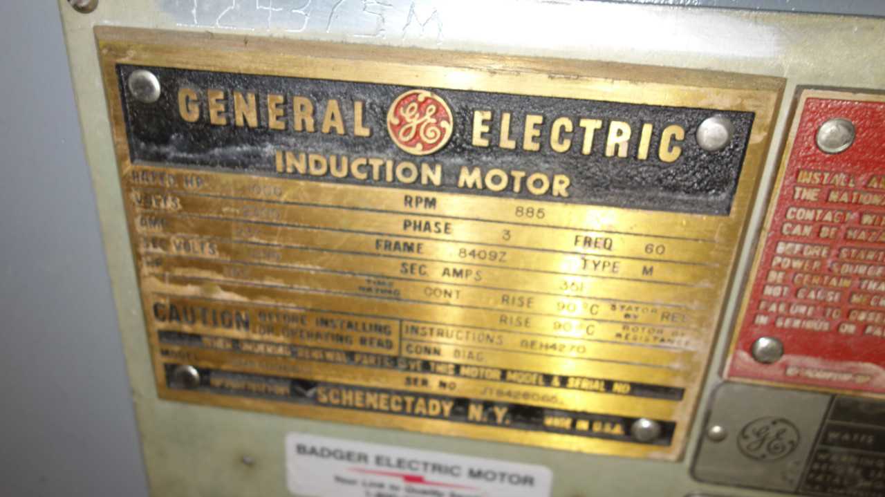 GE 1000HP 2300V 8409Z 885RPM AC MOTOR - ELECTRIC MOTORS