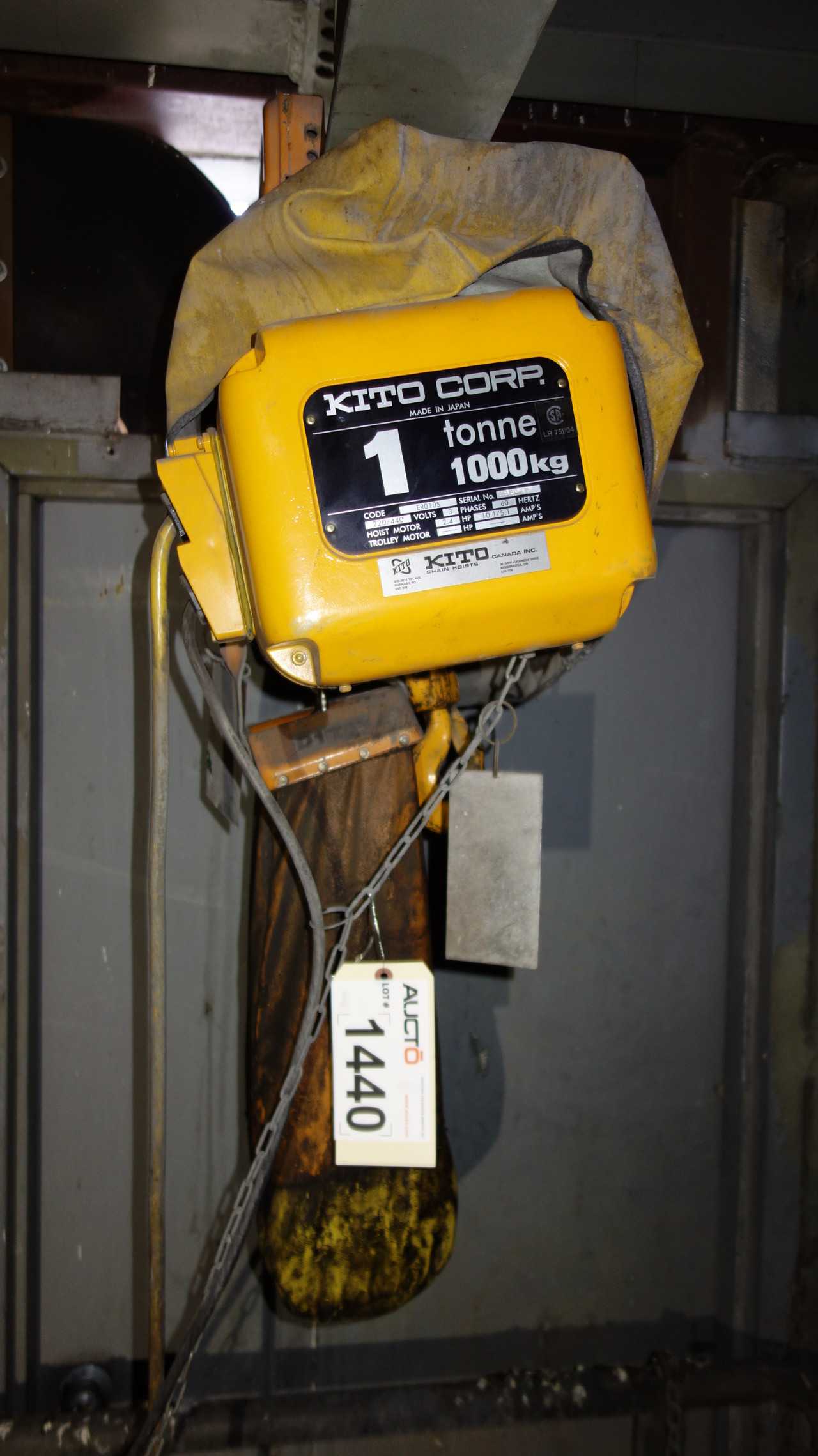 KITO ER010S 1 1 TON ELECTRIC CHAIN HOIST 220/440V - LIFTING EQUIPMENT