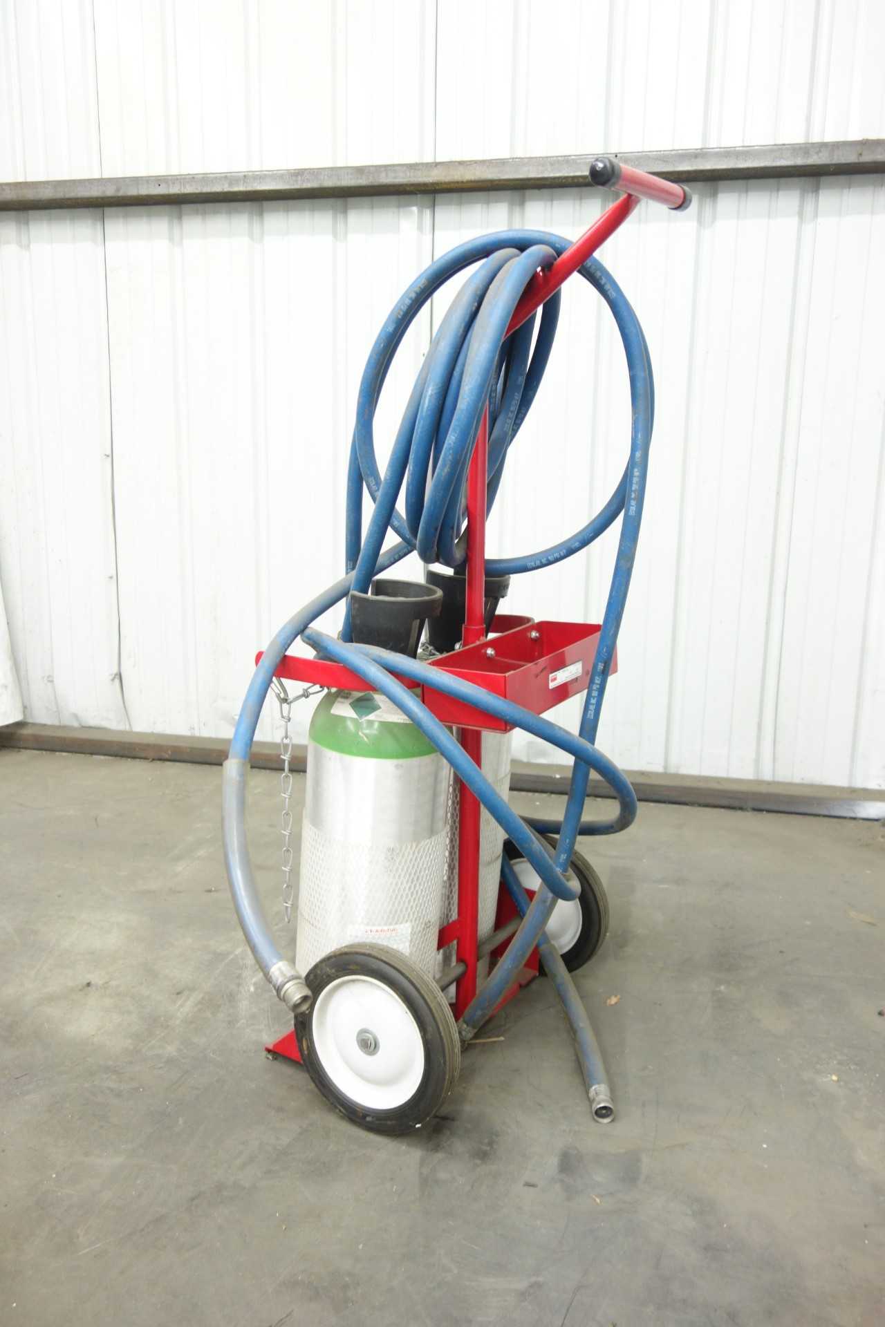 SET OF 2 CARBON DIOXIDE TANKS WITH 2 WHEELED DOLLY - PROCESS EQUIPMENT