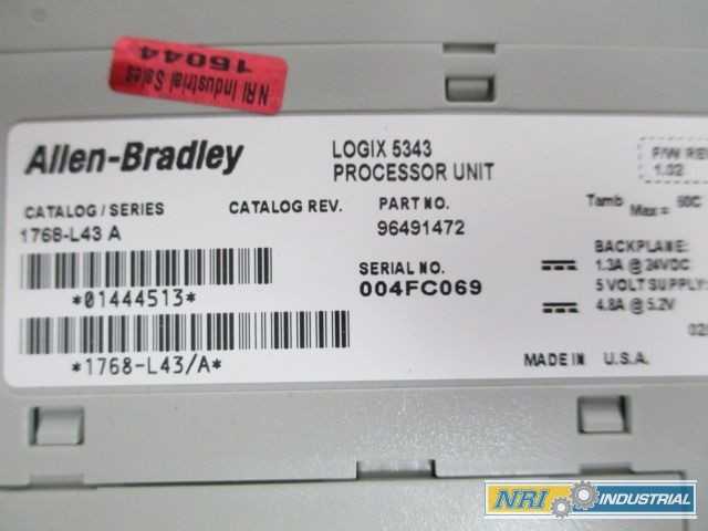 ALLEN BRADLEY 1768-L43 COMPACTLOGIX CONTROLLER MODULE SER A - AUTOMATION & CONTROLS