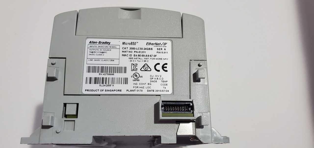 Allen Bradley Micro 850 2080-LC50-24QBB PLC - AUTOMATION & CONTROLS