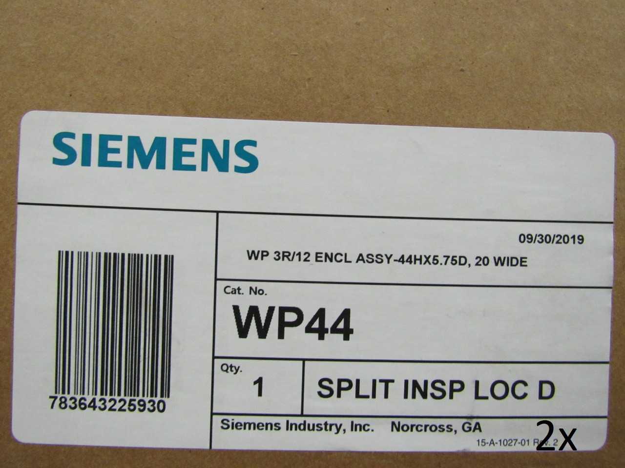 Lot of Quantity 2x WP44 NEMA 3R Enclosures - ELECTRICAL ENCLOSURES Lot of Quantity 2x WP44 NEMA 3R Enclosures - ELECTRICAL ENCLOSURES
