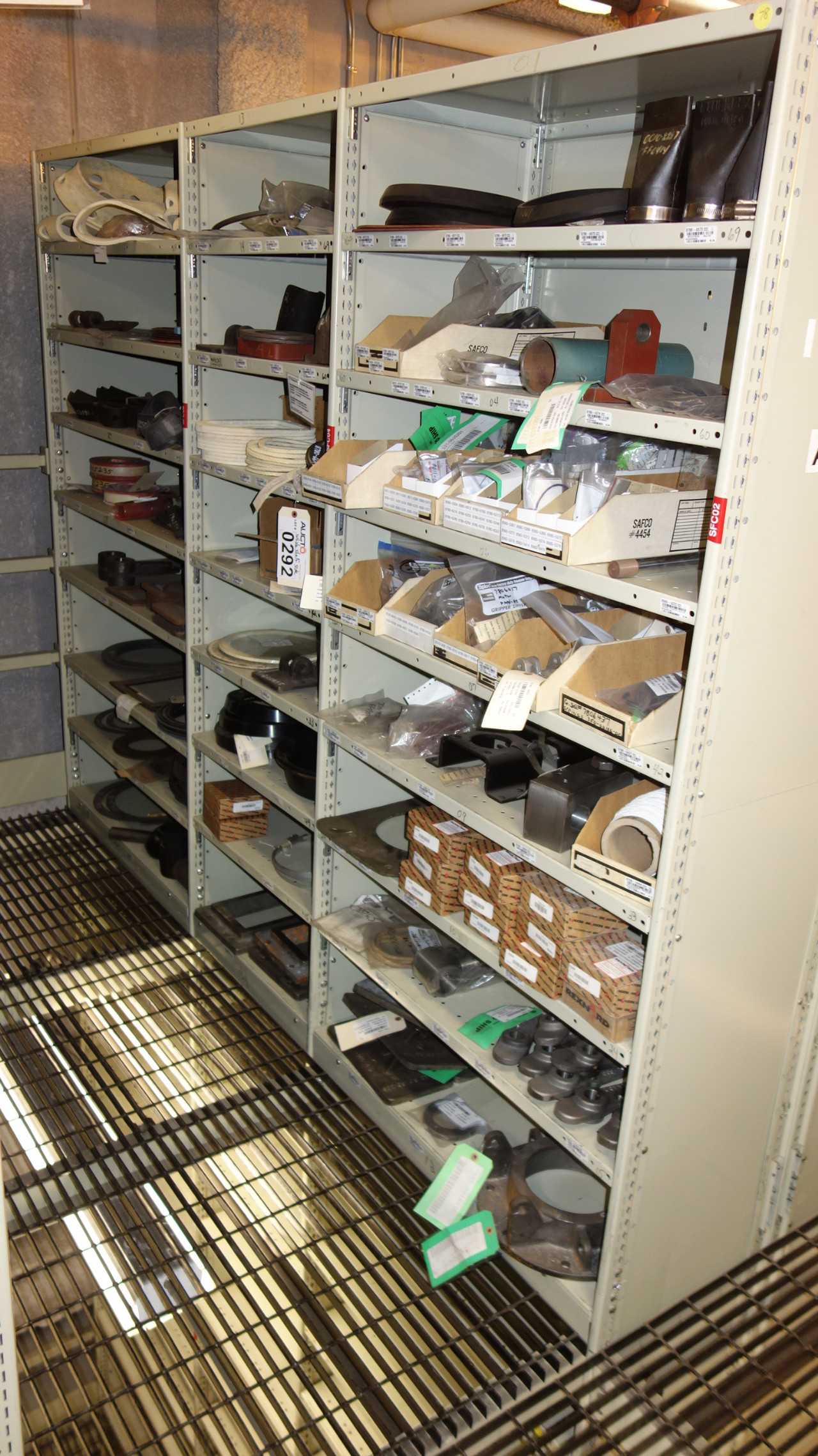 CONTENTS OF 3 SHELF COLUMNS, TURBINE PARTS - SHELVING