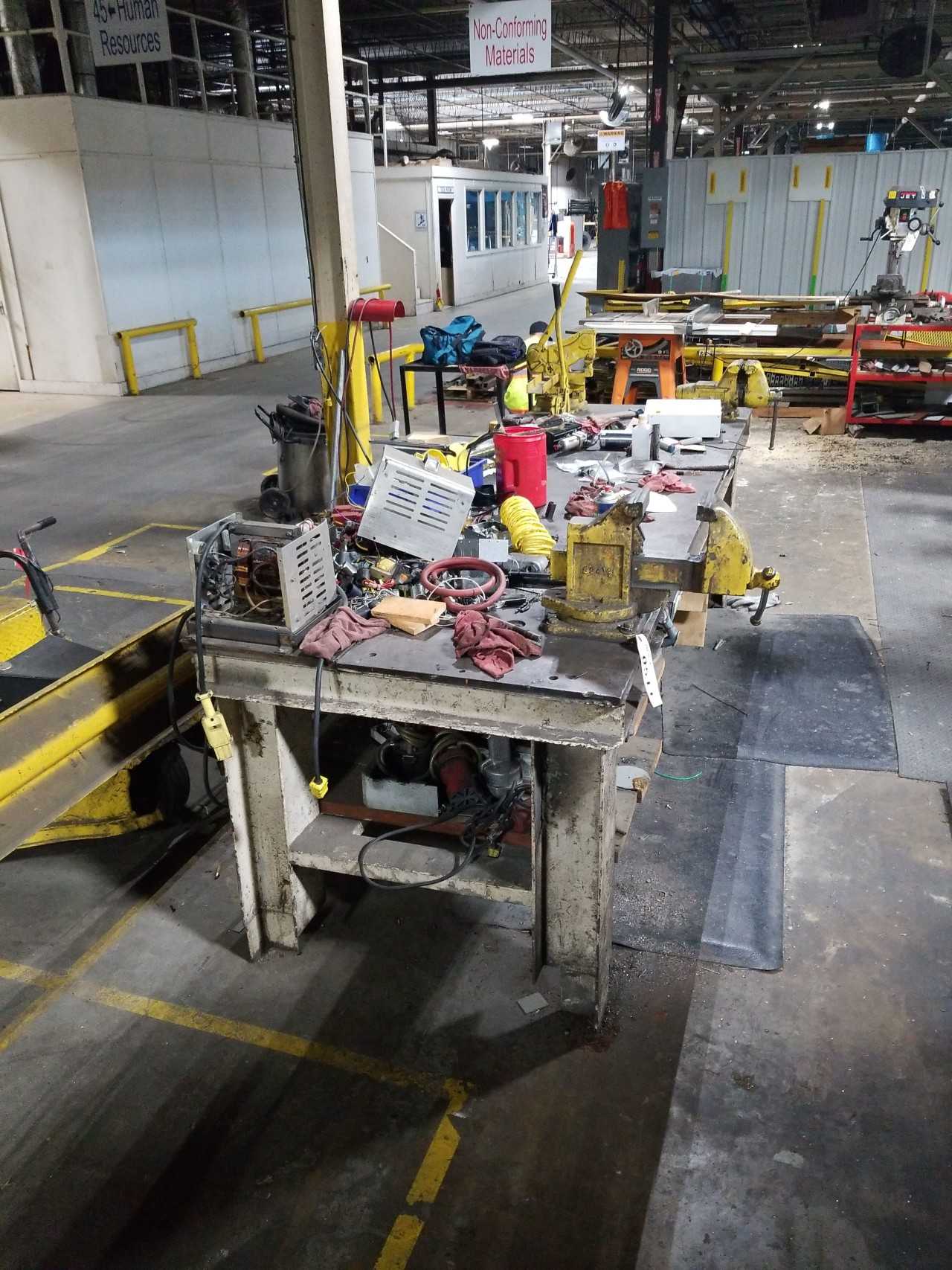 Steel work table with vise - Contents Not Included - MISCELLANEOUS