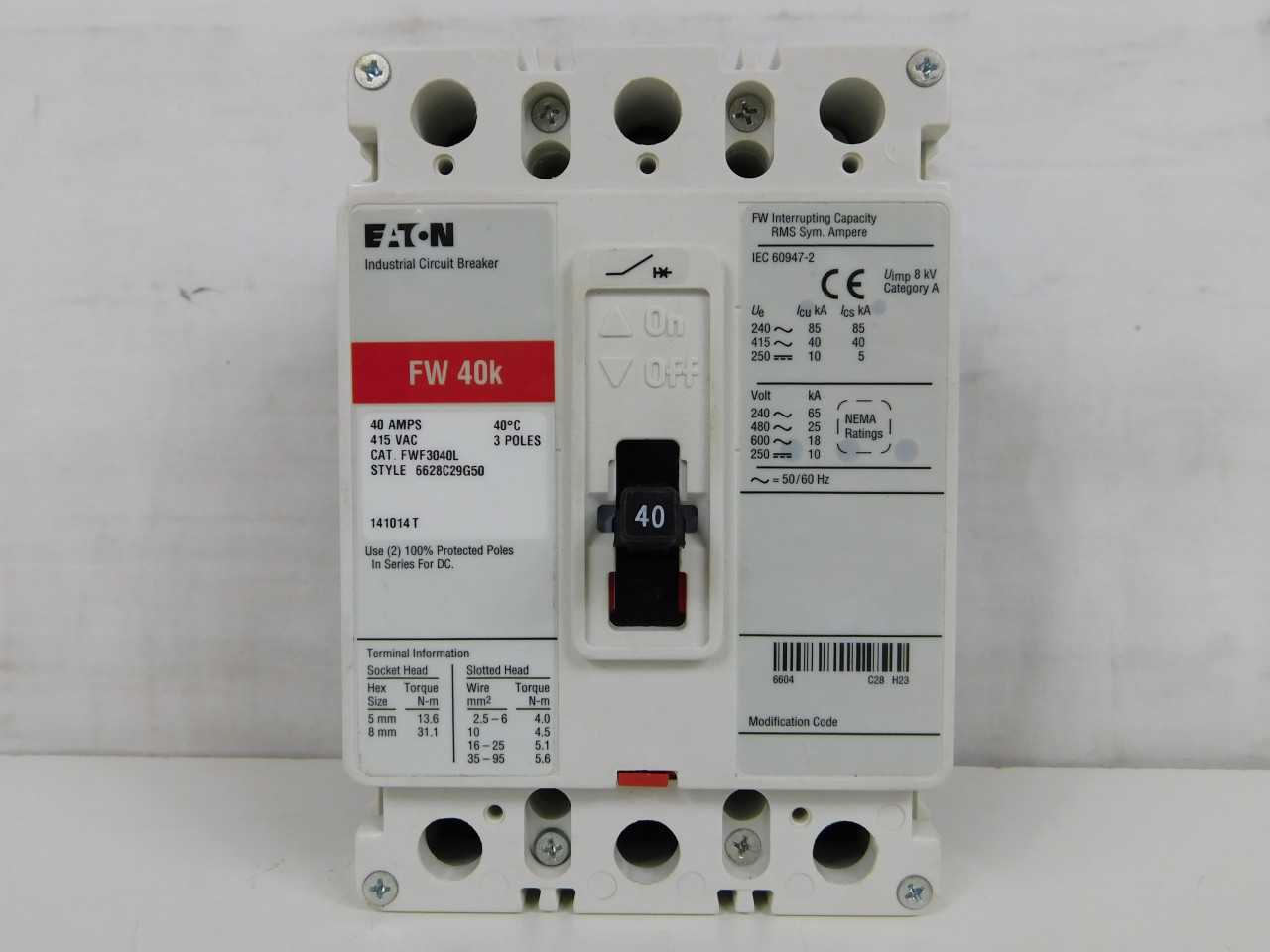 Lot of 1x FWF3040L MCCB/Molded Case Circuit Breaker - CIRCUIT BREAKERS