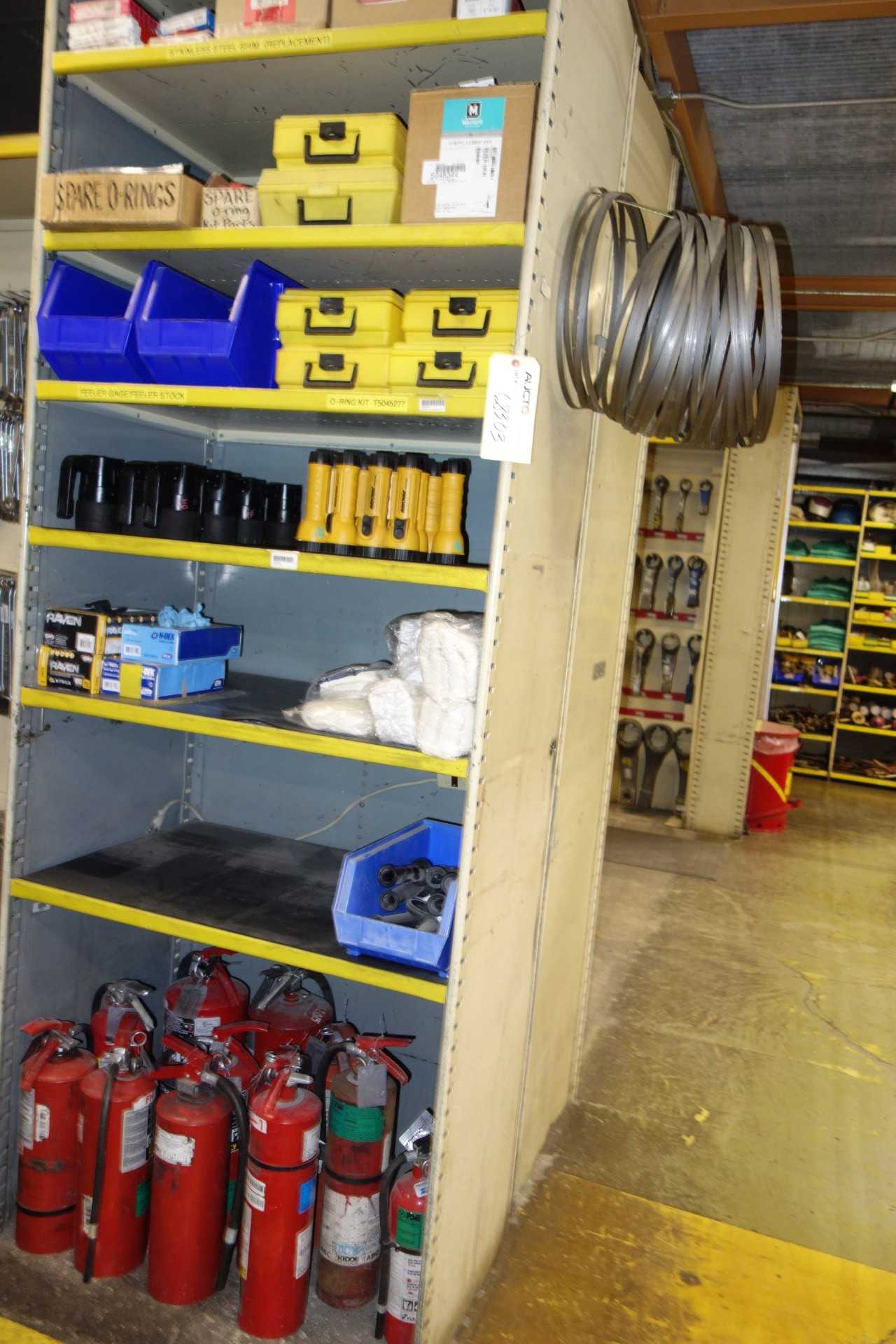 Contents of Shelving - Shims, O-Ring kits, Gloves, Fire Extinguishers - SAFETY EQUIPMENT