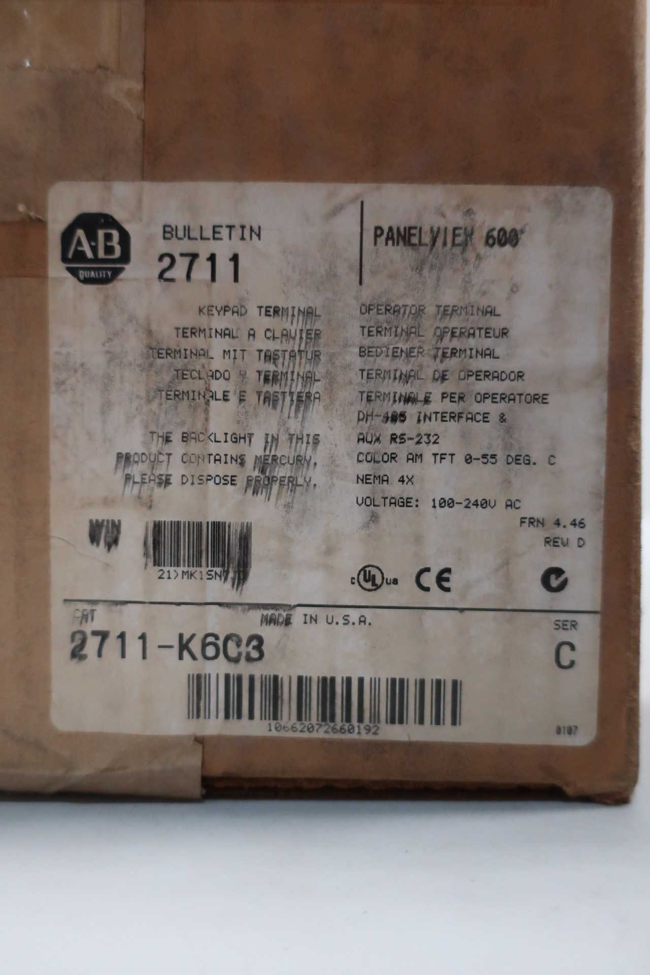 NEW ALLEN BRADLEY 2711-K6C3 PANELVIEW 600 SER C OPERATOR INTERFACE PANEL - AUTOMATION & CONTROLS