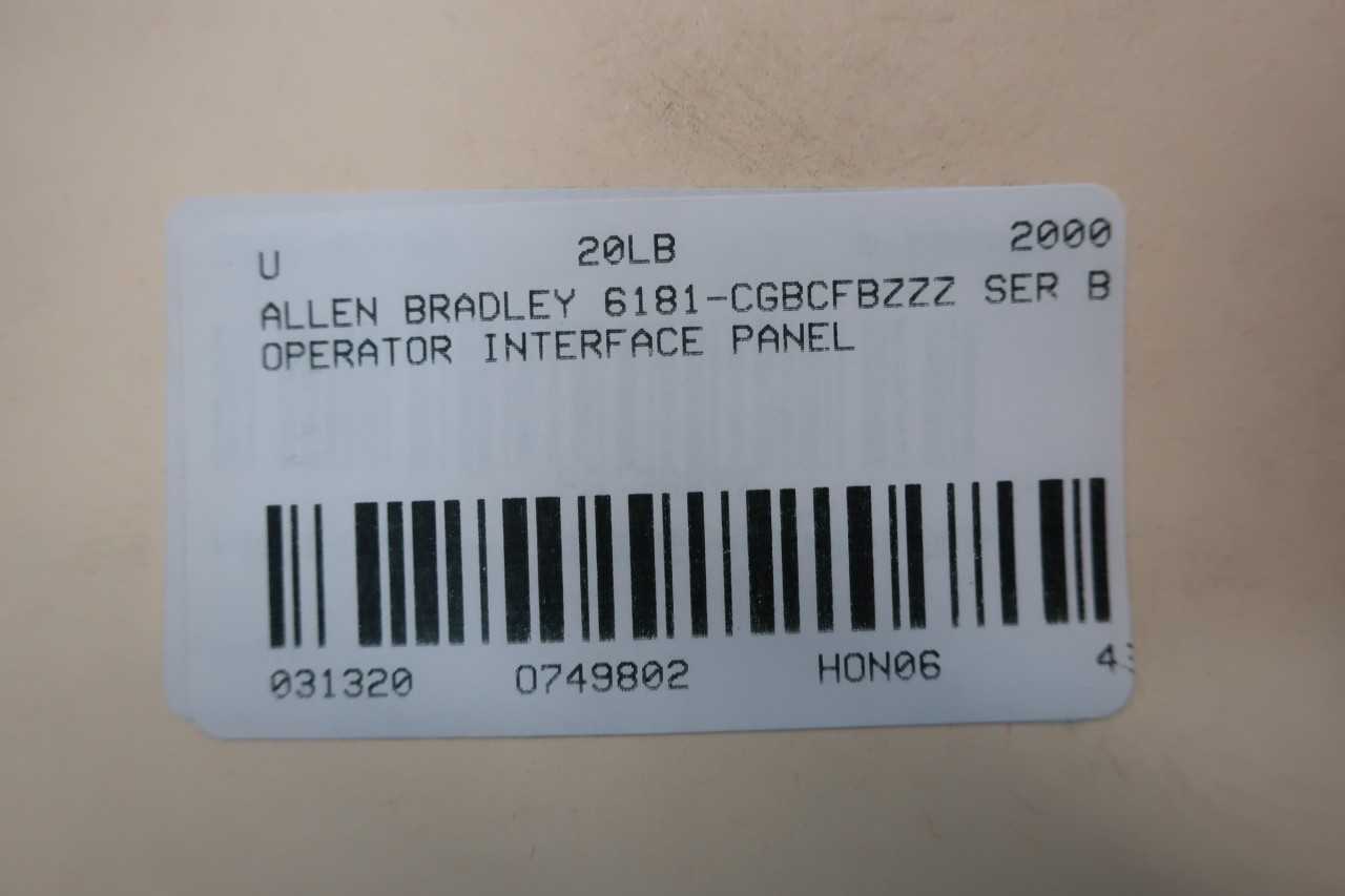 ALLEN BRADLEY 6181-CGBCFBZZZ OPERATOR INTERFACE PANEL SER B - AUTOMATION & CONTROLS