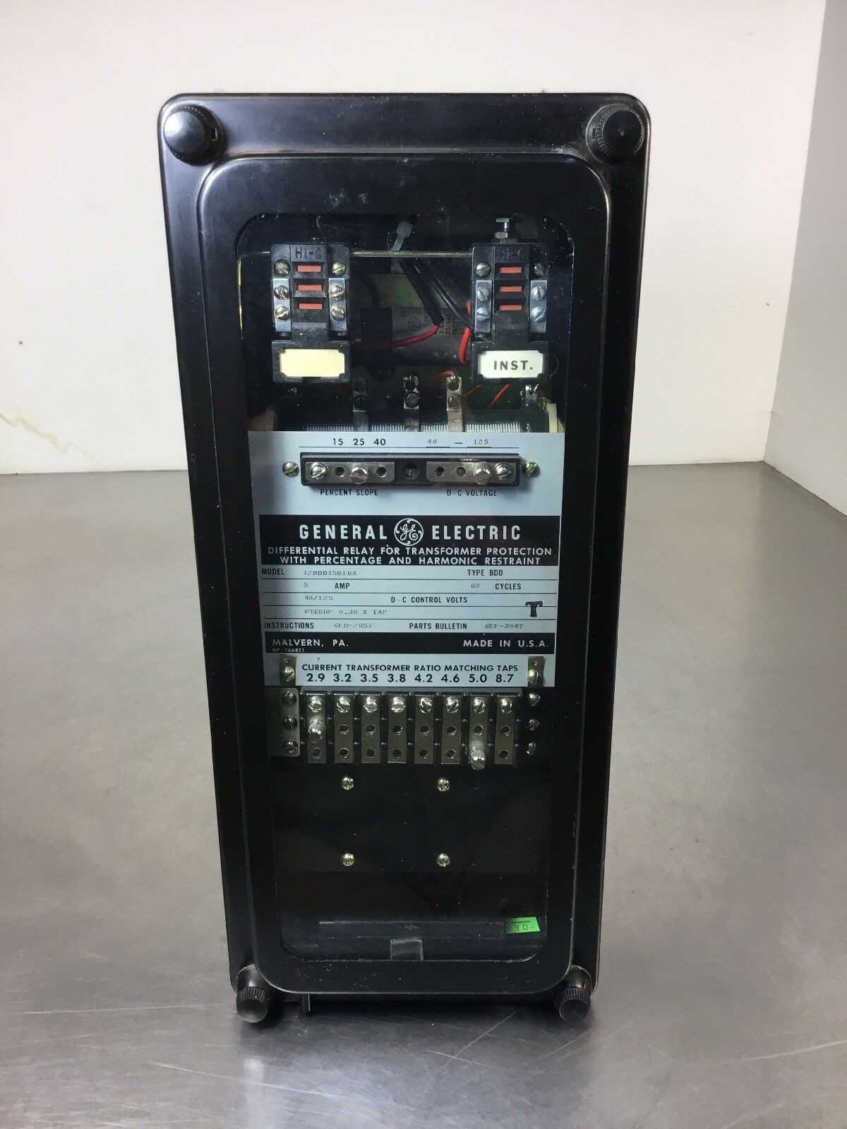 GENERAL ELECTRIC 12BDD15B16A Differential Protection Relay 5A 48/125V - Used - Bench Tested - AUTOMATION & CONTROLS