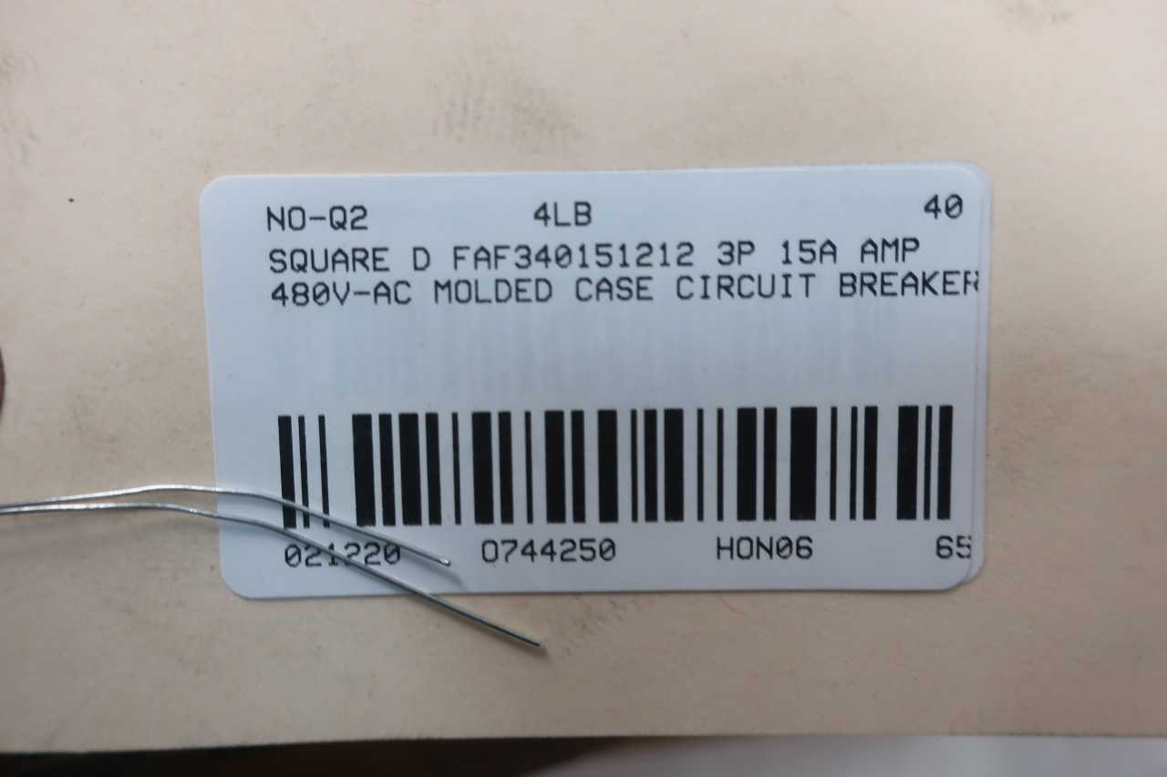 SQUARE D FAF340151212 3P 15A AMP 480V-AC MOLDED CASE CIRCUIT BREAKER - CIRCUIT BREAKERS