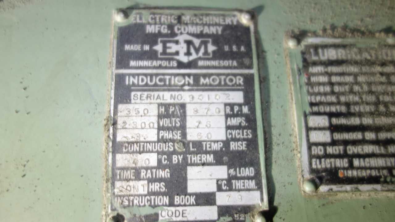 LOT OF 2 ELECTRIC MACHINERY 350HP 2300V-AC INDUCTION MOTOR W/ MAGNETIC DRIVE - ELECTRIC MOTORS