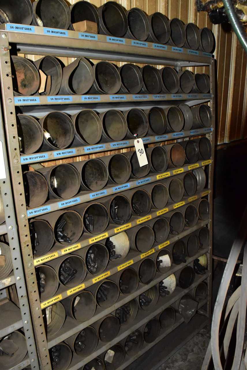 Rack with contents including Misc. Hex Screws - ELECTRIC POWER TOOLS