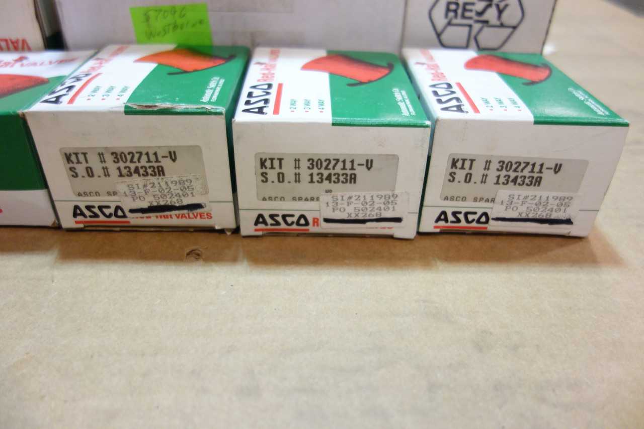 LOT OF 6 ASSORTED ASCO SOLENOID VALVES, KITS - SOLENOID VALVE