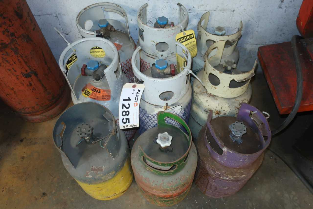 LOT OF 9 ASSORTED HVAC REFRIGERANT TANKS - PROCESS EQUIPMENT