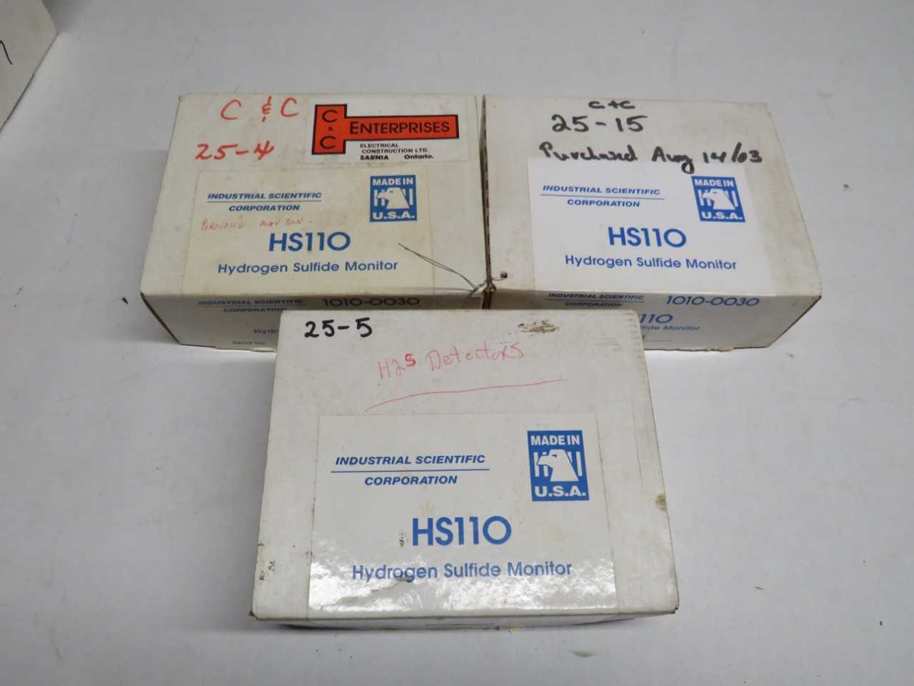 LOT OF 3 INDUSTRIAL SCIENTIFIC CORPORATION HS11O HS110 1010-0030 HYDROGEN SULFIDE MONITOR - ELECTRIC POWER TOOLS